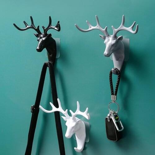 1 or 2pcs Pack Home Decoration Wall Hanging Hook Vintage Deer Head Antlers for Hanging Clothes Hat Scarf Keys Deer Hanger Rack