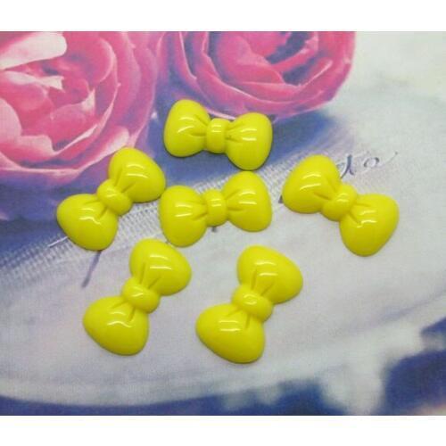50Pcs Resin Yellow Bowknot Crafts Flatback Cabochon Scrapbooking Decorations Fit Hair Clips Embellishments Beads Diy