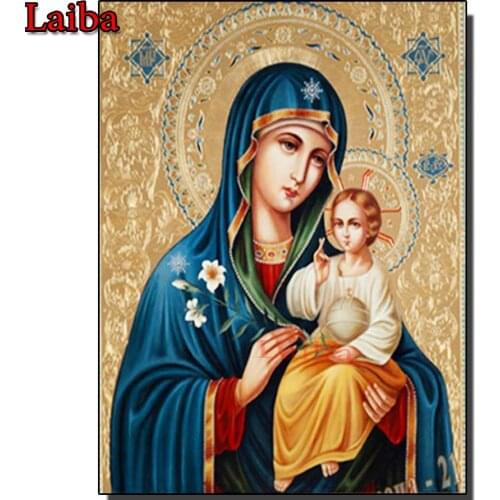 5d Diy Diamond Painting Cross Stitch Religion Jesus Rhinestones 3d Diamond Embroidery virgin Mary kid diamond icon Handicraft