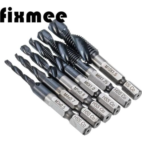 6PCS M3-M10 Screw Tap Drill Bits HRC89 TiAlN Coated HSSCO M35 Cobalt Taps Metric Combination Bit 1/4" IN Hex Quick Change
