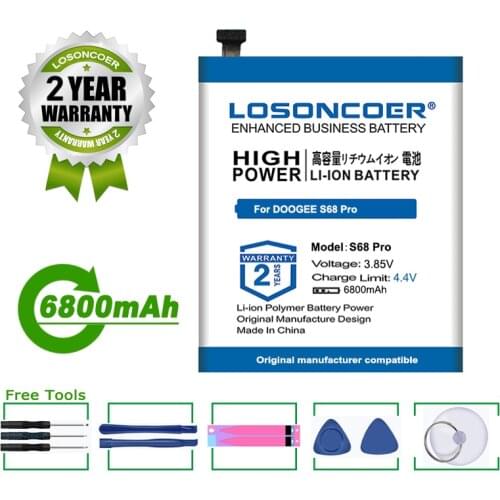 LOSONCOER Battery 6800mAh BAT19M116300 Battery For DOOGEE S68 Pro With Tools