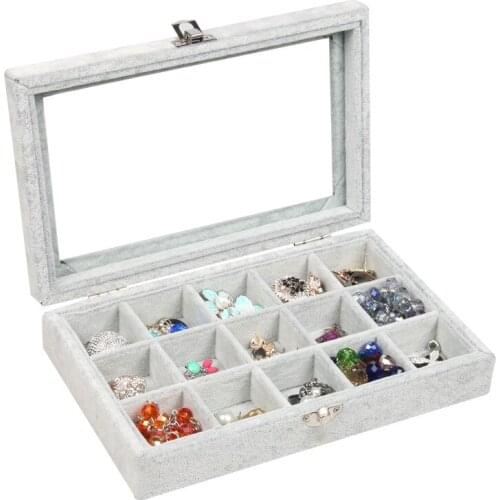 15 Grids Velvet Jewelry Display Jewelry Storage Box Manager Earrings Ring Organizer Storage Beads Jewelry Box