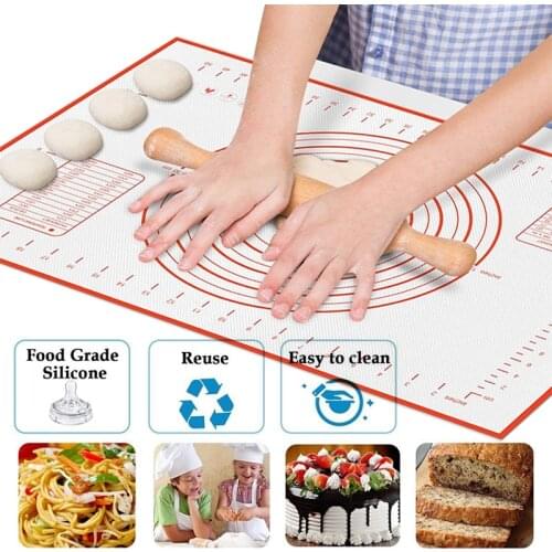 Oversized Silicone Baking Mat Sheet Pizza Dough Non-Stick Rolling Kneading Pad with Scale Pastry Kitchen Tool Baking Accessories