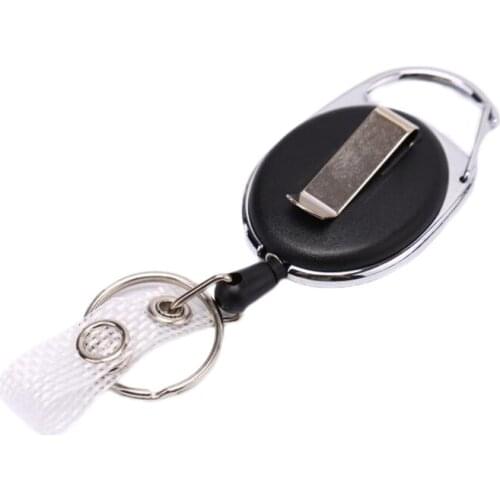 Black Wire Rope Keychain Badge Reel Retractable Recoil Anti Lost Yoyo Ski Pass ID Card Holder Key Ring Keyring Steel Cord
