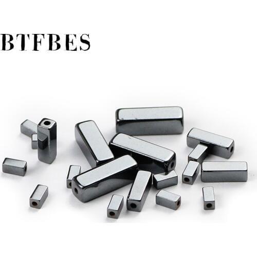 BTFBES Cube Hematite Beads Black Natural Stone Charm rectangle Loose Beads For DIY Necklace Earring Woman Gift Jewelry Making