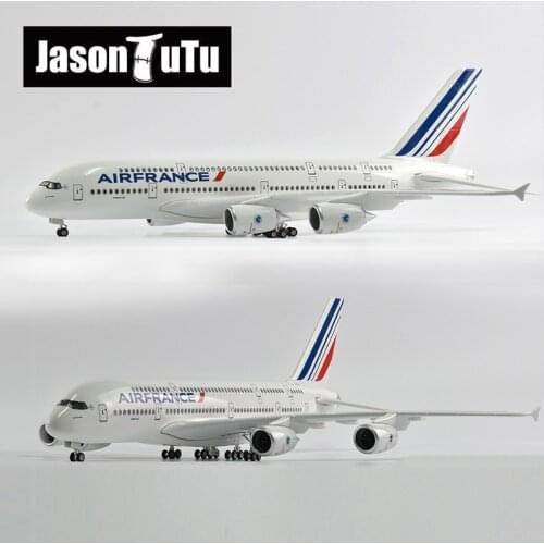 JASON TUTU 46cm Airplane Model Aircraft 1/160 Scale Diecast Resin Air France Airbus A380 Light and Wheel Plane Gift Collection