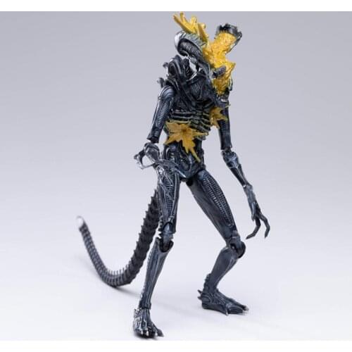 Hiya LA0072 1/18 Shooting Head Explosion Alien Warrior Model 12cm Soldier Action Figure Doll for Collection