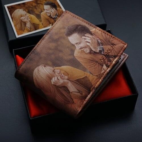 Customized Colour Photo Wallet Photo Engraving PU Leather Men Wallets Card Holder Purse Gift For Him Fathers Day Gift