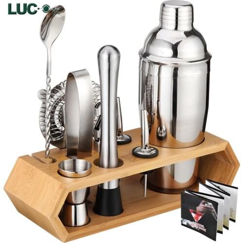 Cocktail Shaker Mixer Drink Bartender Browser Kit Bars Set Tools With Wine Rack Stand