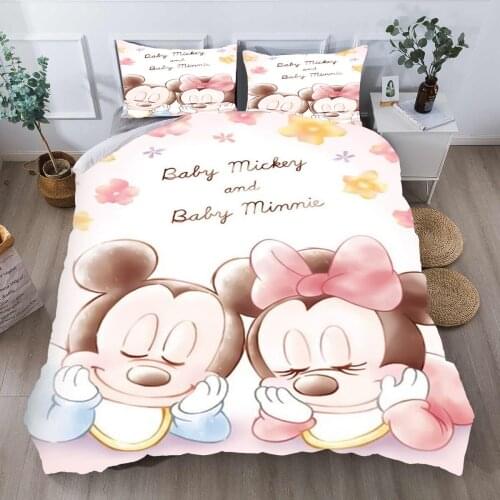 Disney cartoon 3D Print Minnie Mickey Mouse Bedding Set Twin Single Queen King Size Duvet Cover Set Pillowcase Bedding Set