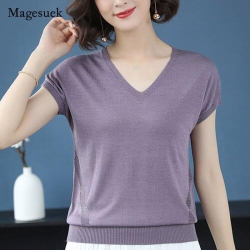 Korean Style Women Shirt 2021 Short Sleeve Summer Silk Tshirt Solid O-Neck Women Loose Tops Office Lady Femal Shirt Blusas 13778