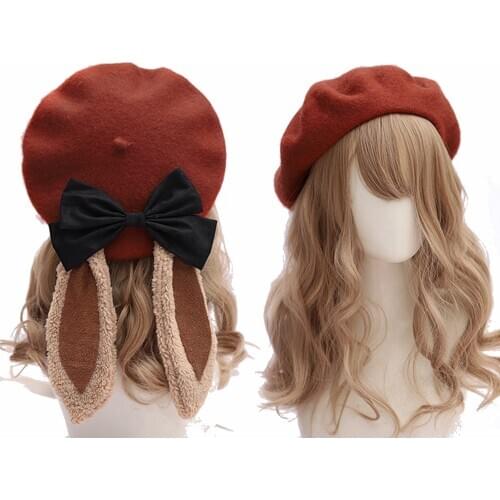 Girls Cute Rabbit Ears Lolita Beret Hat