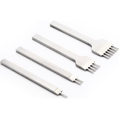 4Pcs/ set Leather Craft Tool Set Stainless Steel Hole Chisel Graving Stitching Punch Tools Kit 4 size for choose cowhide tool