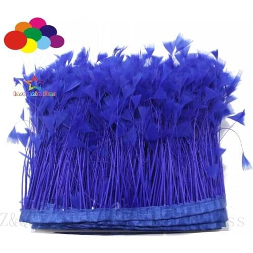 Natural 10-15CM (4-6 inches) tear flat head turkey feather dyed with blue color fabric edge DIY craft jewelry feather