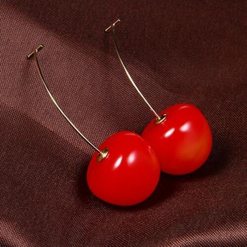 New Fashion Red Cherry Fruit simple Earrings For Women Tassel Dangle Earrings Sweet Long Pendant Girl Gift Korea Jewelry