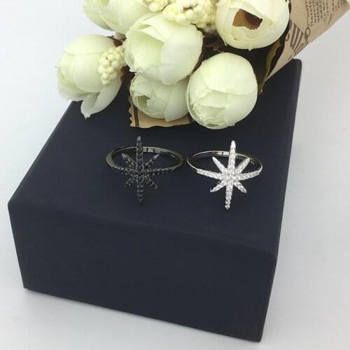 Simple David Star Elegant Rings For Women Sliver Color Engagement Fashion Jewelry Full Shiny Cubiz Zircon Female Ring zk30