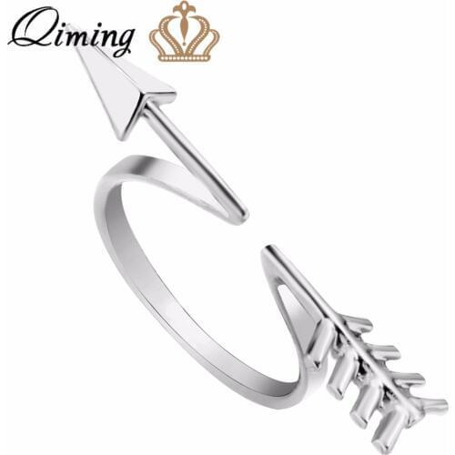 QIMING Famous STRETCHABLE Arrow Ring Gold Fashion Infinity Jewelry Fashion Rings For Women Birdesmaid Wedding Gift