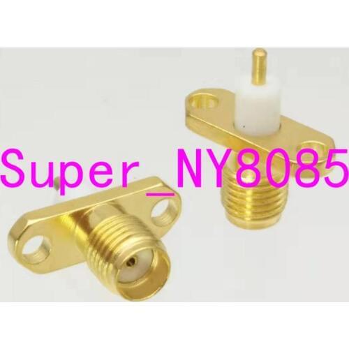 Connector SMA female Jack 2-holes flange PTFE solder cup deck mount straight