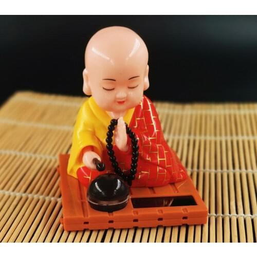Solar Little Monk Creative Car Decoration Toys Chinese Style Little Novice Monk Shaking His Head Toy Creative Children Gift New