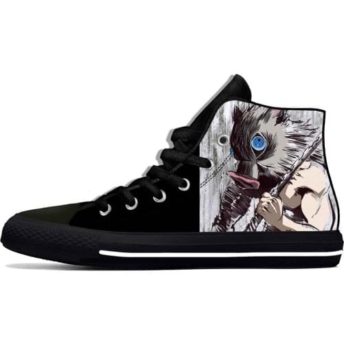 Demon Slayer Kimetsu No Yaiba Hashibira Inosuke Casual Cloth Shoes High Top Lightweight Breathable 3D Print Men Women Sneakers