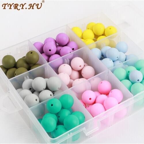 TYRY.HU 20Pcs/lot Silicone Loose Beads 15mm Safe Teether Round Baby Teething Beads DIY Chewable Colorful Teething For Infant