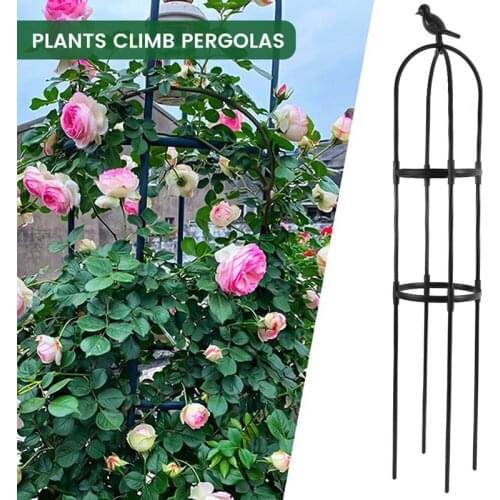 Bird Iron Art Garden Climbing Plant Support Frame Cage Tomato Growing Tower Bird Decoration Head U Tube Fixed Ring