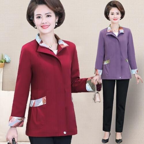 2020 Middle-Aged Women Windbreaker Spring Autumn Jacket Coat Long-Sleeved Zipper Leopard Plus Size Casual Outerwear & Coats