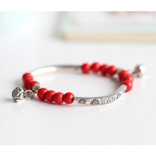 Ceramic beads bracelets lotus hand made DIY Bracelets Artware Retro Fashion Jewelery wholesale #1555