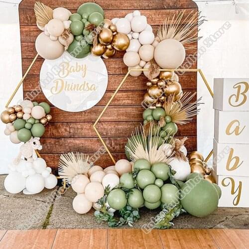 167pcs Double Apricot Balloon Arch Kit Avocado Green Balloon Garland Baby Shower Wedding Birthday Party Background Decoration