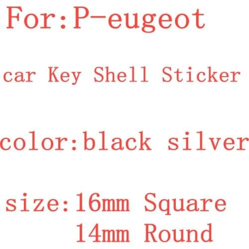 2pcs 20pcs 14mm Round or 16mm Square Key Remote Fob 3D Metal Decals For Peugeot Car Key Shell Sticker Badge Emblem Logo Symbol