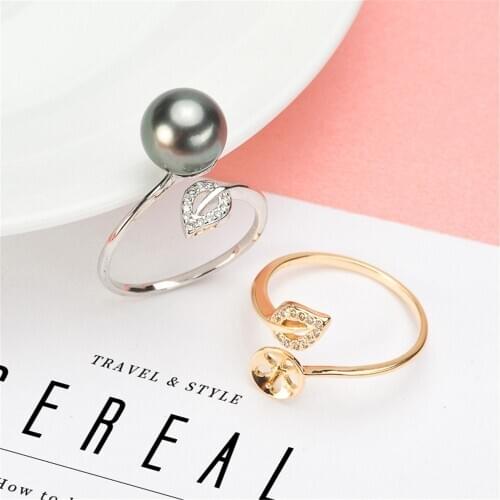 DIY Pearl Accessories S925 Silver Plated Adjustable Fine Pearl Ring Setting Blank Bar Settings Cameo Base