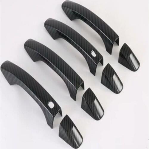 Car Styling For Kia K7 Cadenza 2019 2020 Carbon Fiber Door Handle Catch Cover Trim Smart Key Molding Guard Decoration