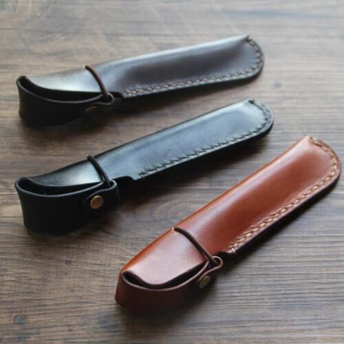 Handmade Genuine Leather Pencil Bag Portable Leather Pen Case Retro Style for office School Stationery +1 Brass Pen Free