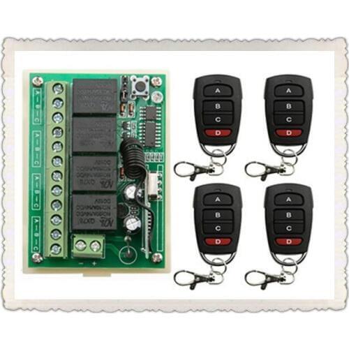 DC12V 4CH RF Wireless Remote Control System teleswitch 4* transmitter +1* receiver universal gate remote control /radio receiver