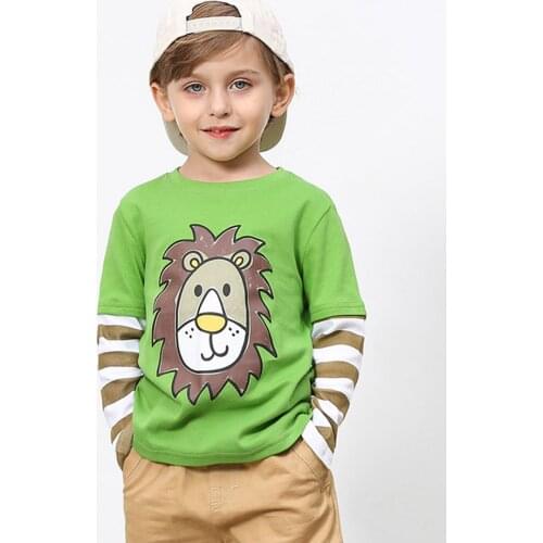 Kids Clothes New 2020 Spring Autumn For 2-8 9 10 Yrs Children Tops Patchwork Cartoon Animal Baby Kids Boys Long Sleeve T-Shirts