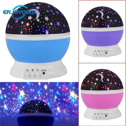 Enjoydeal 1PC LED Projector Bulb Night Light Auto-Rotating Projector Night Lamp Romantic Star Moon Night Home Decoration Light