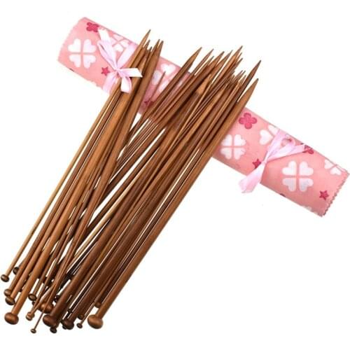 Hot Sale 36Pcs Bamboo Knitting Needles Set 18 Sizes 2.0mm-10.0mm Sweater Knitting Needles Hooks Set Weave Sewing Accessories