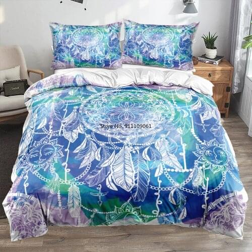 3D Bedding Sets Quilt Covers King Queen Full Twin Size Black Blue and White Bohemian Custom Design Beddings Luxurious Room Decor