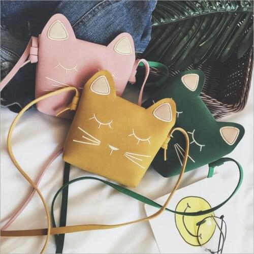 Cartoon Cat Mini Childrens Handbag Faux Suede Coin Purse Messenger Bags Cute Wallet Outdoor Backpack Kids Accessories For Girls