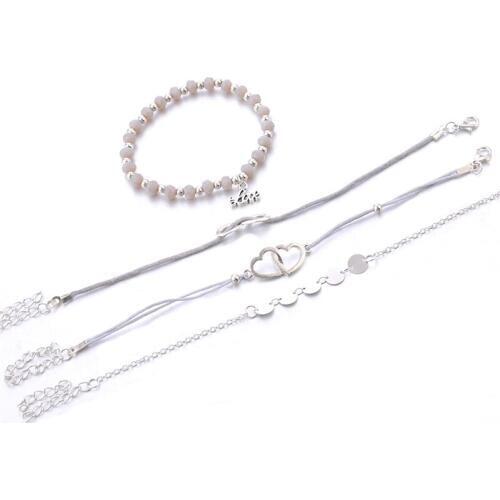 Miss JQ 4 Pcs/Set Fashion Minimalist Bracelets Set for Women Girl Woven Beaded Sequin Bracelet & Bangles Charm Female Jewelry