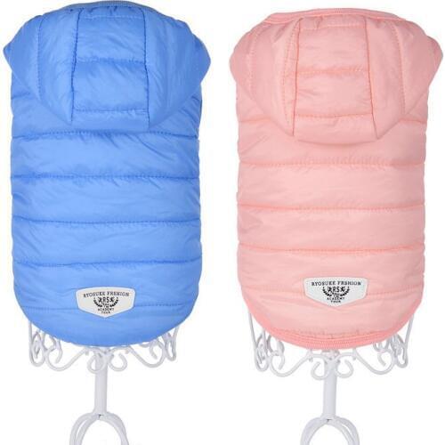 New Windproof Dog Down Jacket Winter Clothes Dog Solid Pink Coat Hoodies Costume For Pet Small Dogs Clothing Apparel XS-XL