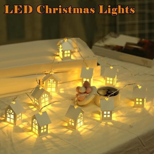 2M Wooden Christmas Tree House LED Lights String Interior Wedding Hanging Decor JA55