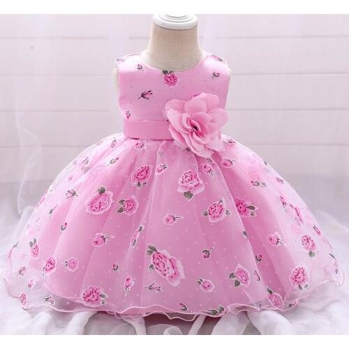 Newborn Flower Baby Girls 1 Year Birthday Wedding Dress For Infant Baptism Clothes Toddler Kid Party Tutu Christening Gown Dress