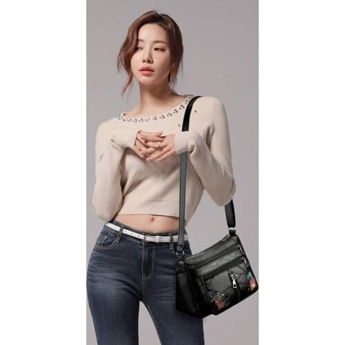 Solid Color Shoulder Messenger Bag Fashion Simple PU Leather Multi-pocket Bags Women Handbags Totes Bags Clutch Bag