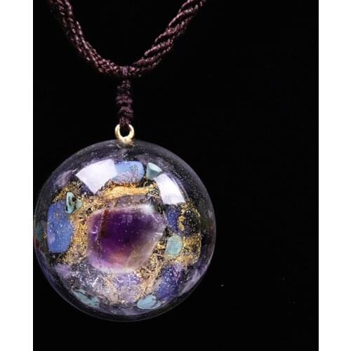 Orgon Pendant Amethyst Reiki Necklace Amulet Promote Chakra Emf Protection Balance Positive Energy