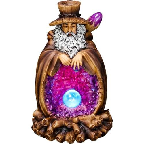 Resin Crafts Ornaments Backflow Incense Burner Old Man Shape Incense Holder Home Office Desk Decor For Yoga Meditation