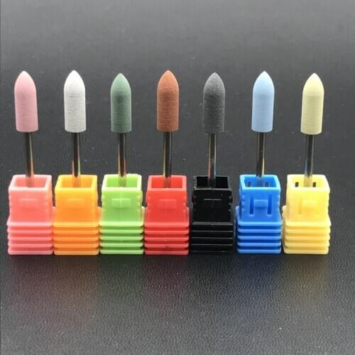 1PC Long Bullet Head Nail Drill Silicon Rubber Nail Buffer Manicure Nail Art Accessories Dental Silicon Rubber Polisher