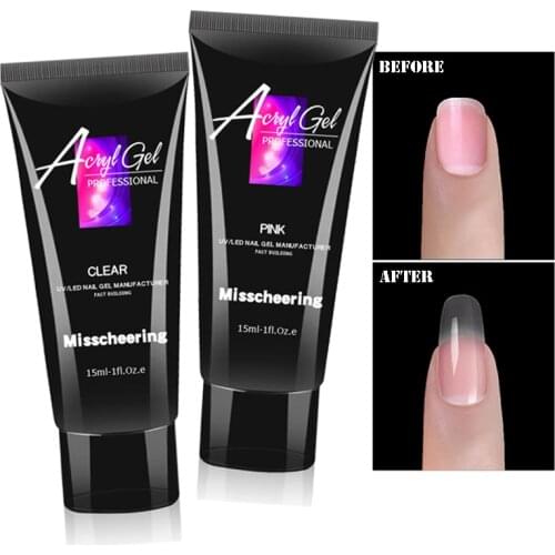 15ml Crystal UV Nail Gel for Extension Finger Tips Clear Pink White Acrylic Quick Building Nail Art Gel Polish Manicure Glue