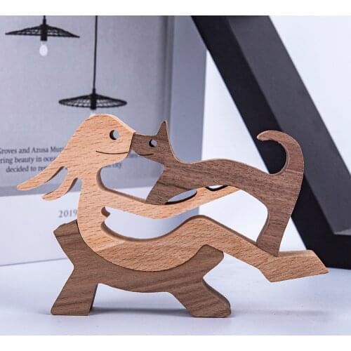 Relax Human And Cat Sculpture Handmade Desktop Ornament Craft Figurine Home Office Decoration Souvenirs Natural ECO Friendly