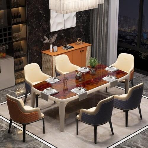 Luxury Italian Design Dining Room Furniture Set Wood Modern 6 Seater Dining Table And Chairs
